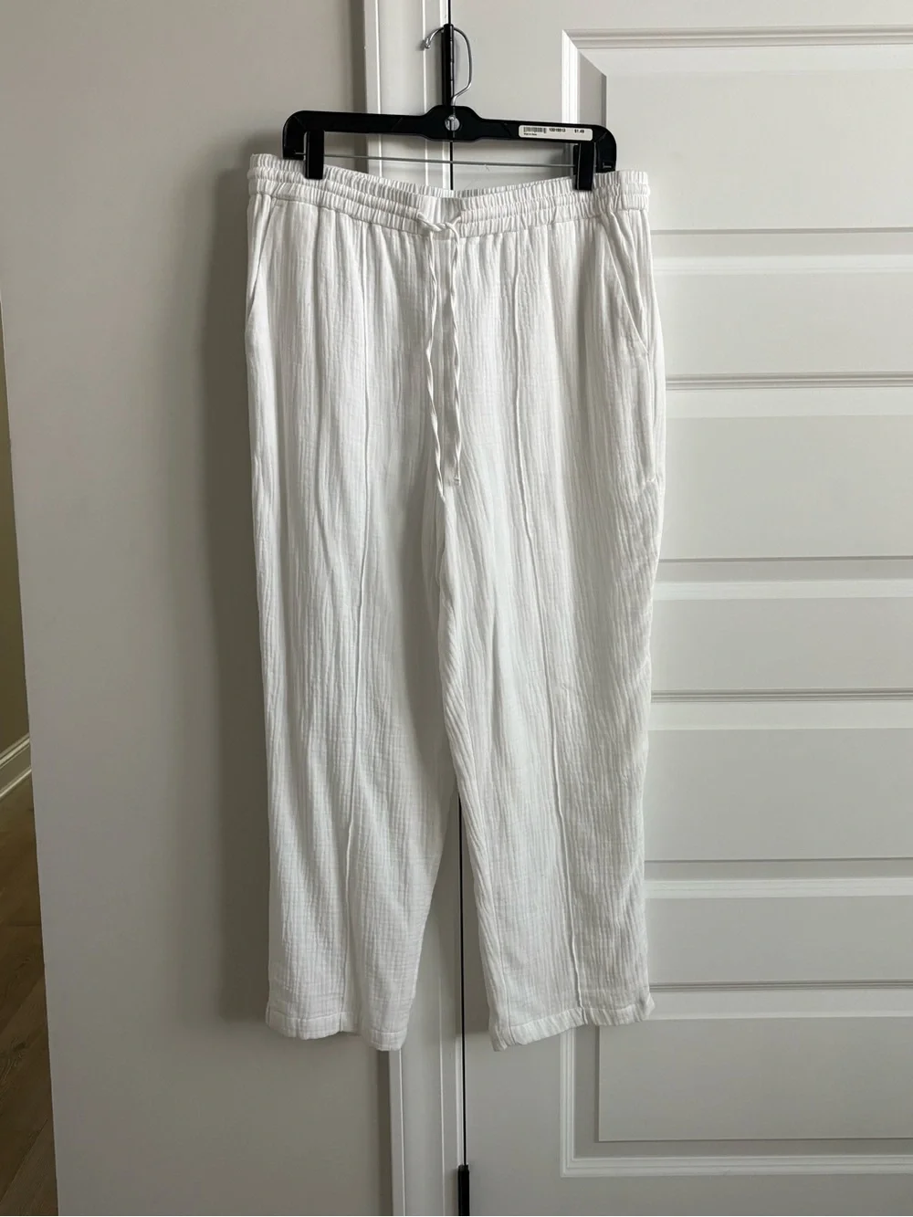 Lightweight Lined Guaze White Drawstring Pants